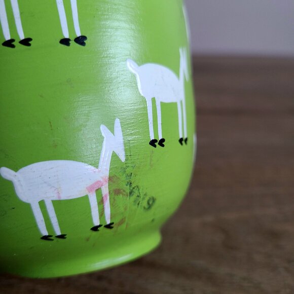 Peru red clay handmade hand painted cup and saucer with goat design. - Picture 7 of 7